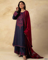3PC EMBROIDERED DRESS WITH EMBROIDERED SHAWL